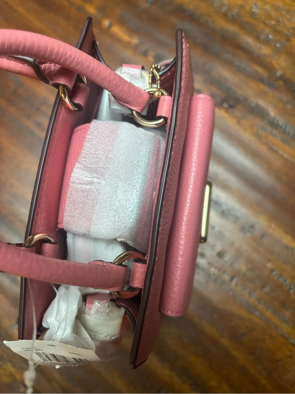 Coach Pink Pebbled Leather Mini Satchel with Gold-Tone Plaque